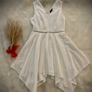 AQUA hankerchief dress with dainty cutout